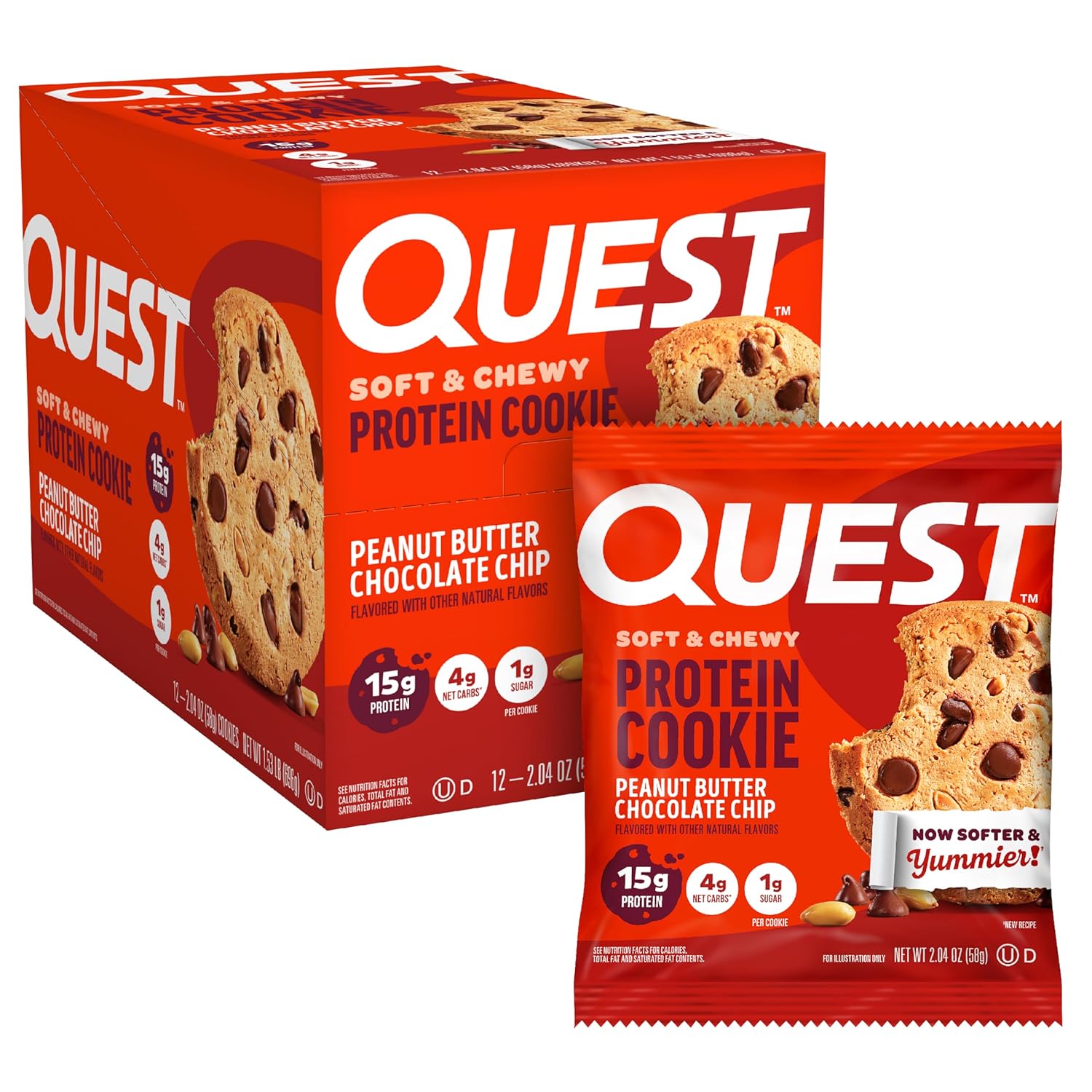 Quest Nutrition Peanut Butter Chocolate Chip High Protein Cookies (12 Count)