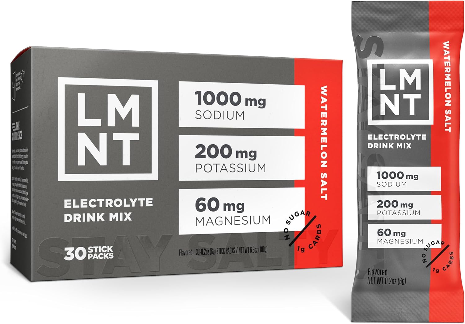 LMNT Zero Sugar Electrolytes, Watermelon Salt (30 Count)